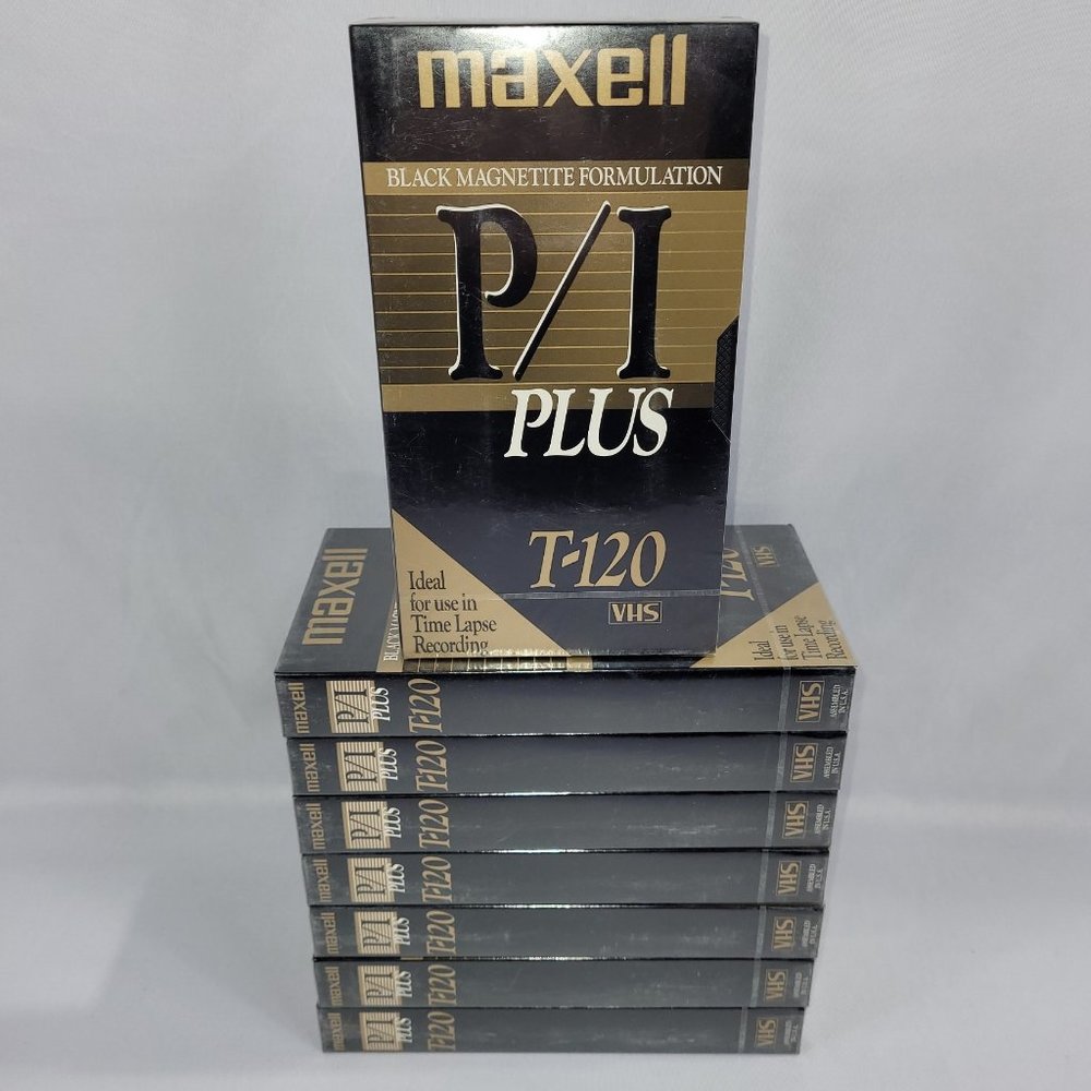 Maxell Vintage Lot 8 VHS Video Tapes P/I Plus T-120 SEALED